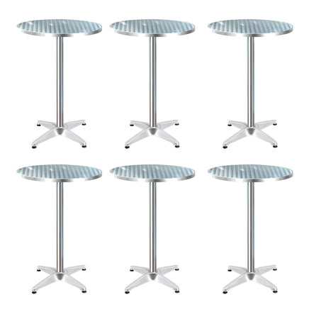 Gardeon Set of 6 Outdoor Bar Table Aluminium Round 70/110CM Furniture Kings Warehouse 