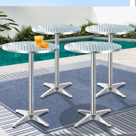 Gardeon Set of 6 Outdoor Bar Table Aluminium Round 70/110CM Furniture Kings Warehouse 