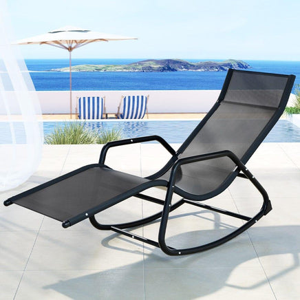 Gardeon Sun Lounge Rocking Chair Outdoor Lounger Patio Furniture Pool Garden Furniture Kings Warehouse 