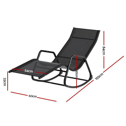 Gardeon Sun Lounge Rocking Chair Outdoor Lounger Patio Furniture Pool Garden Furniture Kings Warehouse 