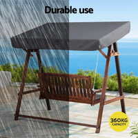 Gardeon Wooden Swing Chair Garden Bench Canopy 3 Seater Outdoor Furniture Furniture Kings Warehouse 