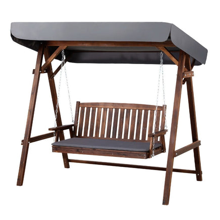 Gardeon Wooden Swing Chair Garden Bench Canopy 3 Seater Outdoor Furniture Furniture Kings Warehouse 