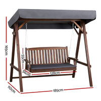 Gardeon Wooden Swing Chair Garden Bench Canopy 3 Seater Outdoor Furniture Furniture Kings Warehouse 