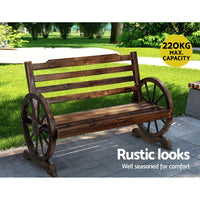 Gardeon Wooden Wagon Wheel Bench - Brown Summer Sale Kings Warehouse 