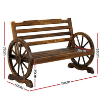 Gardeon Wooden Wagon Wheel Bench - Brown Summer Sale Kings Warehouse 