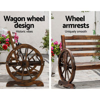 Gardeon Wooden Wagon Wheel Bench - Brown Summer Sale Kings Warehouse 