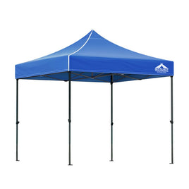 Gazebo Pop Up 3x3m w/Base Podx4 Marquee Folding Outdoor Wedding Camping Tent Shade Canopy Blue Home & Garden Kings Warehouse 