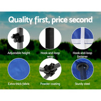 Gazebo Pop Up 3x3m w/Base Podx4 Marquee Folding Outdoor Wedding Camping Tent Shade Canopy Blue Home & Garden Kings Warehouse 