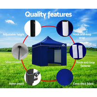 Gazebo Pop Up Marquee 3x3 Folding Tent Wedding Gazebos 500D Oxford Blue Home & Garden Kings Warehouse 