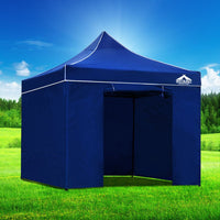 Gazebo Pop Up Marquee 3x3 Folding Tent Wedding Gazebos 500D Oxford Blue Home & Garden Kings Warehouse 