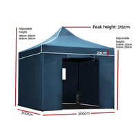 Gazebo Pop Up Marquee 3x3 Outdoor Camping Gazebos Tent Wedding Folding Kings Warehouse 
