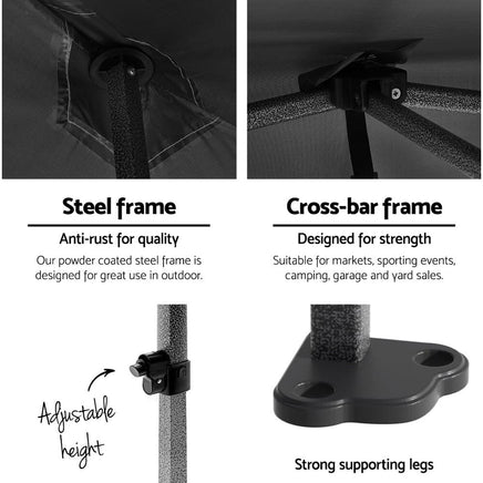 Gazebo Pop Up Marquee 3x3m Folding Tent Wedding Gazebos 500D Black Home & Garden Kings Warehouse 