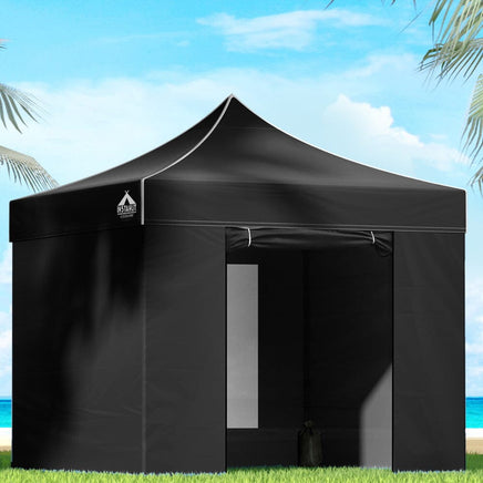 Gazebo Pop Up Marquee 3x3m Folding Tent Wedding Gazebos 500D Black Home & Garden Kings Warehouse 
