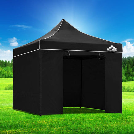 Gazebo Pop Up Marquee 3x3m Folding Tent Wedding Gazebos 500D Black Home & Garden Kings Warehouse 