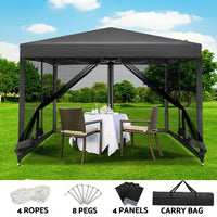 Gazebo Pop Up Marquee 3x3m Wedding Party Outdoor Camping Tent Canopy Shade Mesh Wall Grey Home & Garden Kings Warehouse 