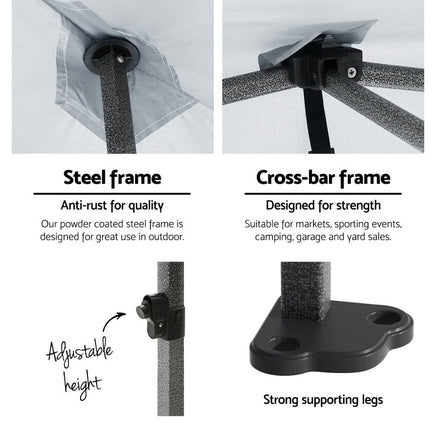 Gazebo Pop Up Marquee 3x6 Folding Tent Gazebos 500D Oxford Fabric White Home & Garden Kings Warehouse 