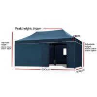 Gazebo Pop Up Marquee 3x6 Folding Tent Wedding Metal Gazebos Navy Kings Warehouse 
