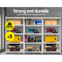 Giants 3x1.8M Warehouse Shelving Rack Racking Garage Metal Storage Shelves Tools Kings Warehouse 