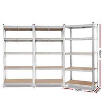 Giants 3x1.8M Warehouse Shelving Rack Racking Garage Metal Storage Shelves Tools Kings Warehouse 