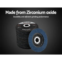 Giantz 100 PCS Zirconia Sanding Flap Disc 5  125mm 80Grit Angle Grinding Wheel Summer Sale KingsWarehouse 