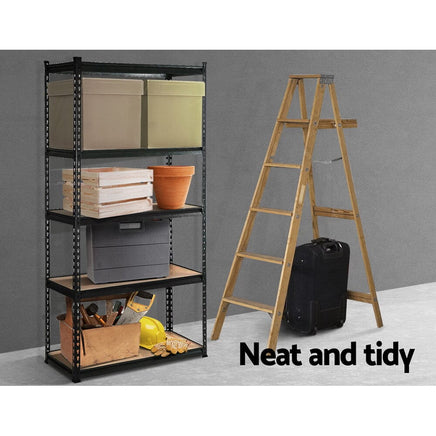 Giantz 1.5M Garage Shelving Warehouse Rack Pallet Racking Storage Shelve Black Tools Kings Warehouse 