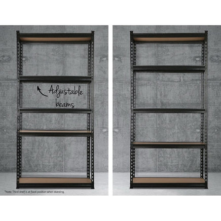Giantz 1.5M Garage Shelving Warehouse Rack Pallet Racking Storage Shelve Black Tools Kings Warehouse 