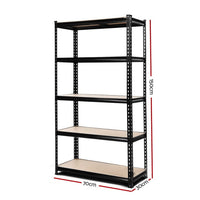 Giantz 1.5M Garage Shelving Warehouse Rack Pallet Racking Storage Shelve Black Tools Kings Warehouse 