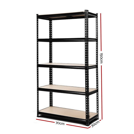 Giantz 1.5M Garage Shelving Warehouse Rack Pallet Racking Storage Shelve Black Tools Kings Warehouse 