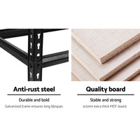 Giantz 1.5M Garage Shelving Warehouse Rack Pallet Racking Storage Shelve Black Tools Kings Warehouse 