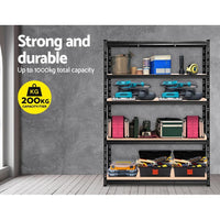 Giantz 1.8M Garage Shelving Warehouse Rack Pallet Racking Storage Shelve Black Tools Kings Warehouse 