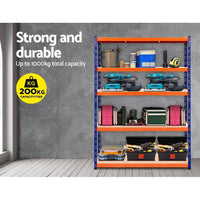 Giantz 1.8M Garage Shelving Warehouse Rack Pallet Racking Storage Shelve Blue Tools Kings Warehouse 