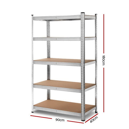 Giantz 1.8M Warehouse Racking Rack Shelving Garage Steel Metal Storage Shelves Silver Tools Kings Warehouse 