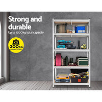 Giantz 1.8M Warehouse Racking Rack Shelving Garage Steel Metal Storage Shelves Silver Tools Kings Warehouse 