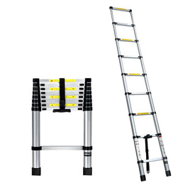 Giantz 2.6M Telescopic Ladder Aluminium Extension Extendable Steps Adjustable Height Tools Kings Warehouse 