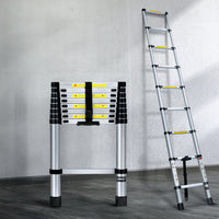 Giantz 2.6M Telescopic Ladder Aluminium Extension Extendable Steps Adjustable Height Tools Kings Warehouse 