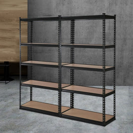 Giantz 2x1.5M Garage Shelving Warehouse Rack Pallet Racking Storage Shelve Black Tools Kings Warehouse 