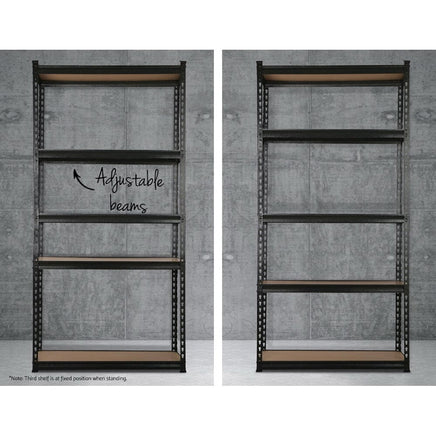Giantz 2x1.5M Garage Shelving Warehouse Rack Pallet Racking Storage Shelve Black Tools Kings Warehouse 