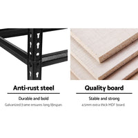Giantz 2x1.5M Garage Shelving Warehouse Rack Pallet Racking Storage Shelve Black Tools Kings Warehouse 