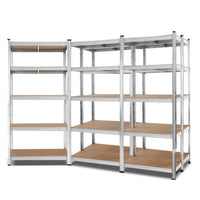 Giantz 5x1.8M Garage Shelving Warehouse Rack Pallet Racking Storage Shelf Silver Tools Kings Warehouse 