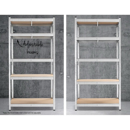 Giantz 5x1.8M Garage Shelving Warehouse Rack Pallet Racking Storage Shelf Silver Tools Kings Warehouse 