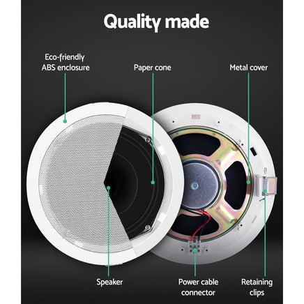 Giantz 6 Inch Ceiling Speakers In Wall Speaker Home Audio Stereos Tweeter 6pcs Audio & Video Kings Warehouse 