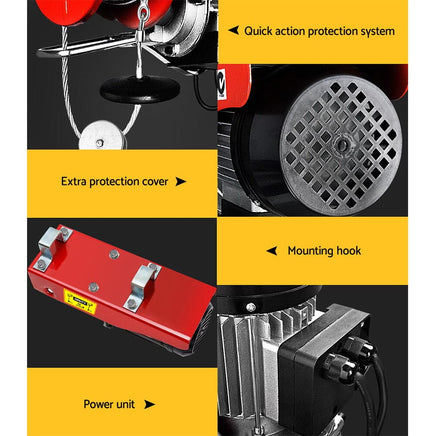 Giantz Electric Hoist Winch 125/250KG Cable 18M Rope Tool Remote Chain Lifting Auto Accessories Kings Warehouse 