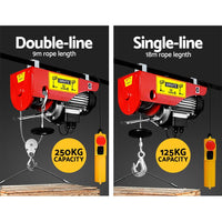 Giantz Electric Hoist Winch 125/250KG Cable 18M Rope Tool Remote Chain Lifting Auto Accessories Kings Warehouse 