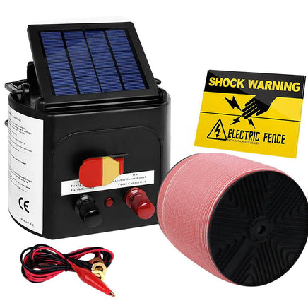 Giantz Fence Energiser 3KM Solar Powered Electric 1200M Poly Tape Pet Care Kings Warehouse 