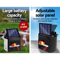 Giantz Fence Energiser 3KM Solar Powered Electric 1200M Poly Tape Pet Care Kings Warehouse 