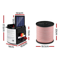 Giantz Fence Energiser 3KM Solar Powered Electric 400M Poly Tape Insulator Pet Care Kings Warehouse 