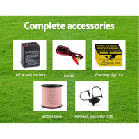 Giantz Fence Energiser 3KM Solar Powered Electric 400M Poly Tape Insulator Pet Care Kings Warehouse 