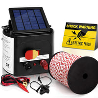 Giantz Fence Energiser 3KM Solar Powered Electric 500M Poly Rope Pet Care Kings Warehouse 