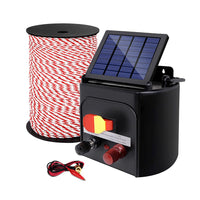Giantz Fence Energiser 3KM Solar Powered Electric 500M Poly Rope Pet Care Kings Warehouse 