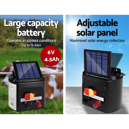 Giantz Fence Energiser 3KM Solar Powered Electric 500M Poly Wire Insulator Pet Care Kings Warehouse 